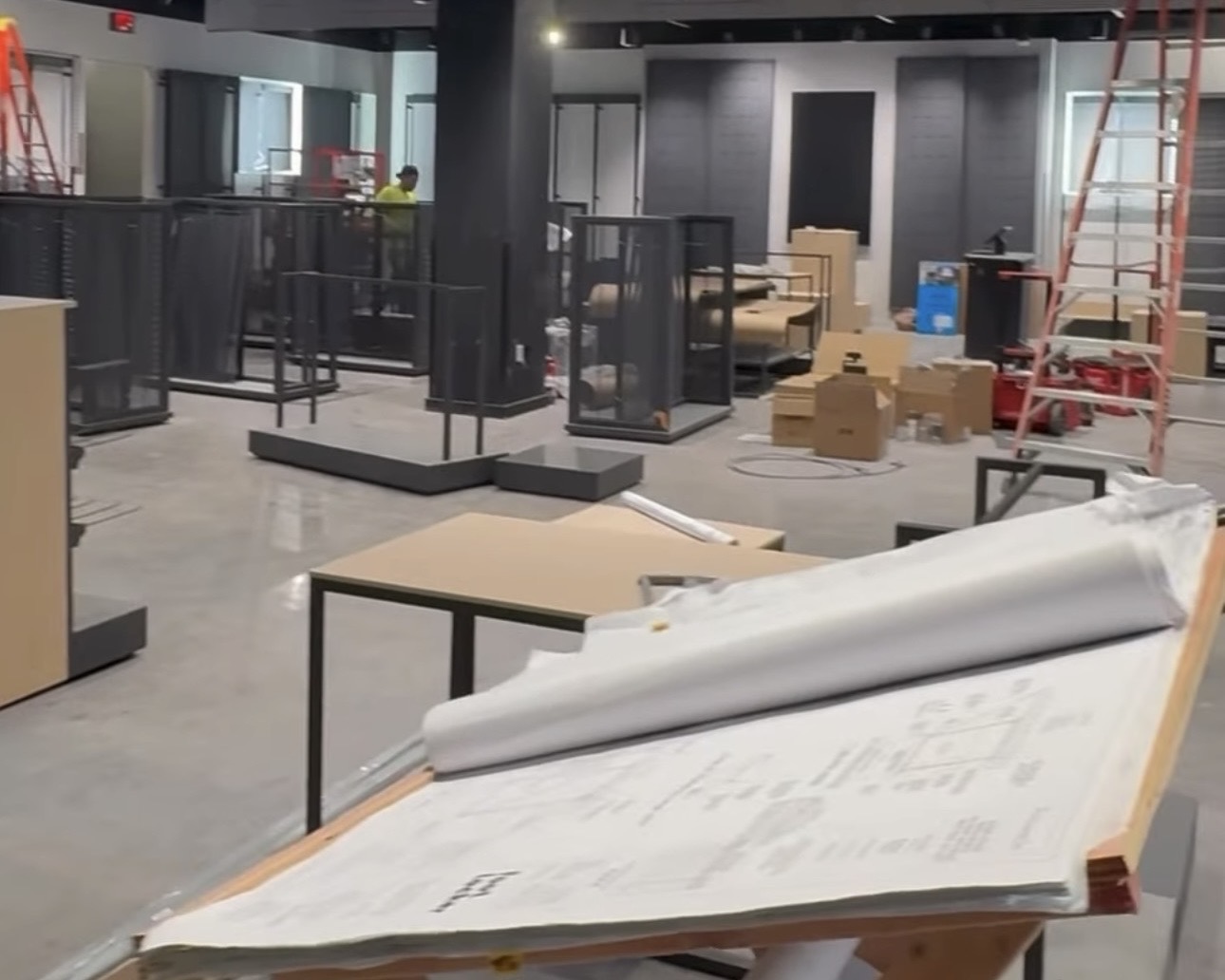 Retail store fixtures and rough-in before opening